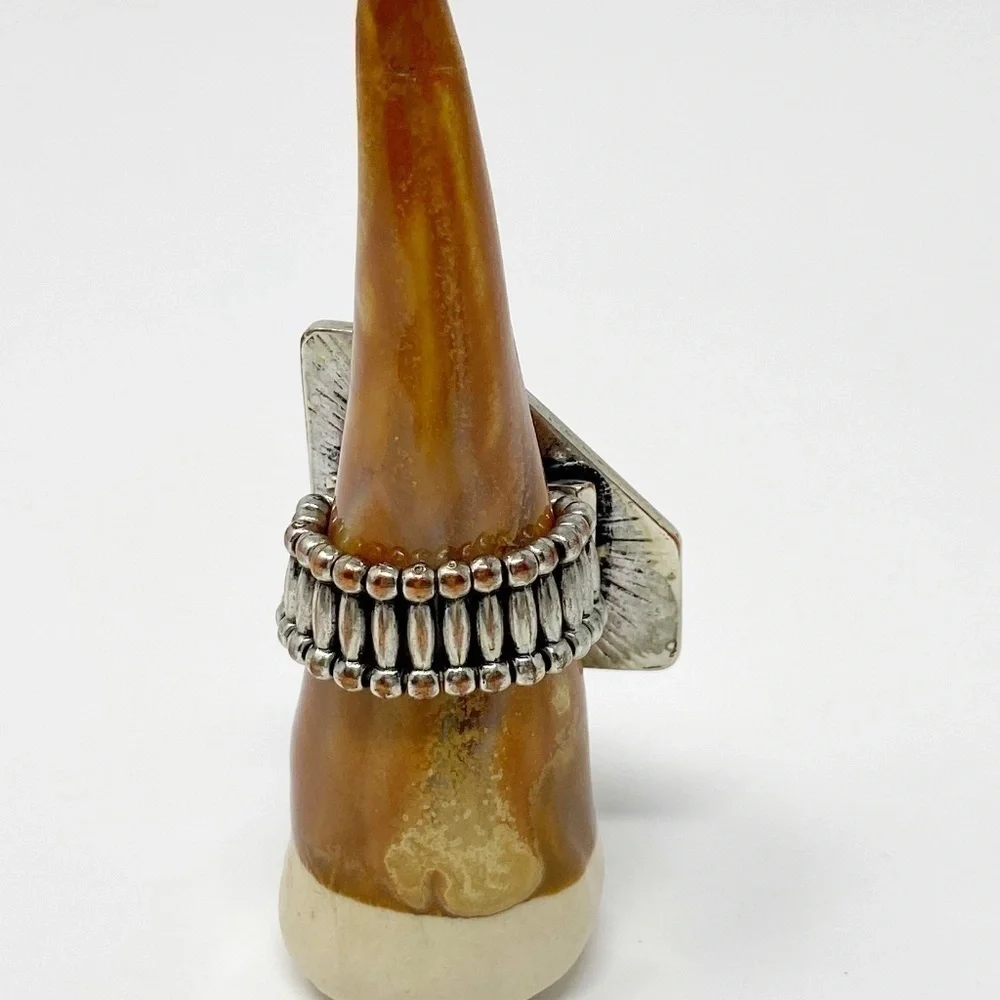 Large Coral + Gold shimmer stone ring